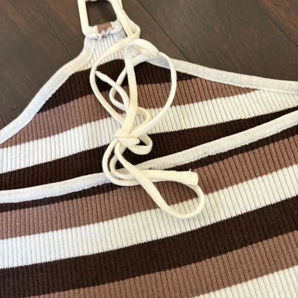 H&M Brown and White Striped halter top - Picture 5 of 8